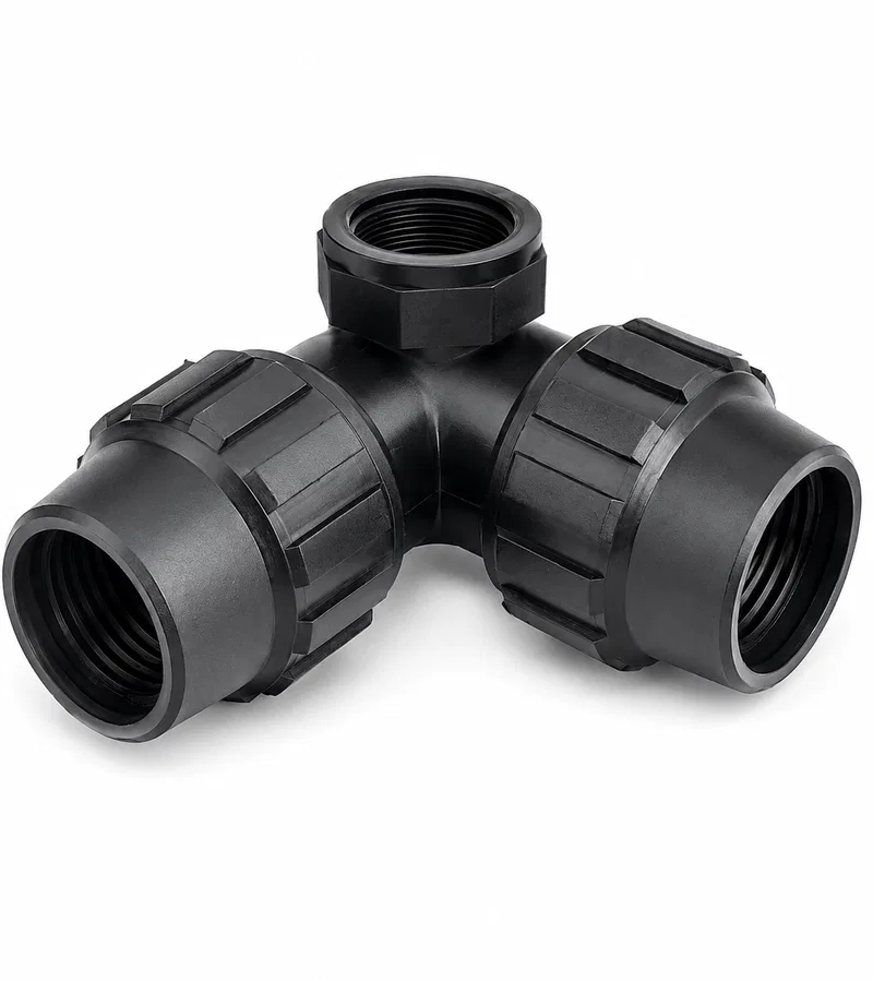 CODO FITTING 3 SALIDAS (2 FITTING - 1 R/HEMBRA) P.E.